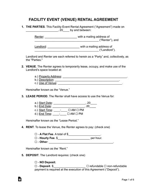 Event Venue Rental Agreement - 9+ Examples, Format, Pdf | Examples